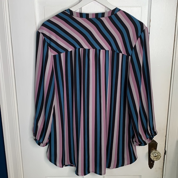 Torrid Georgette Bow Tie Stripe Blouse Top W-508 Plus Size 2X - Picture 10 of 11